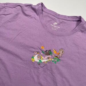 Nike Tee Purple Embroidered Floral Wizard Swoosh Graphic T-Shirt Womens 3XL